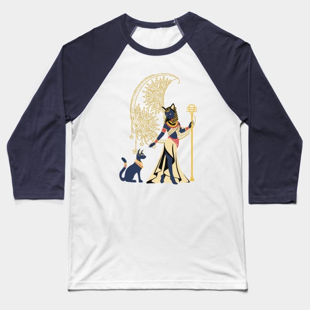 Egyptian Goddess Bastet Baseball T-Shirt by Hypnotic Highs